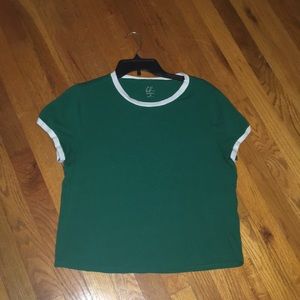 Green and white crop top